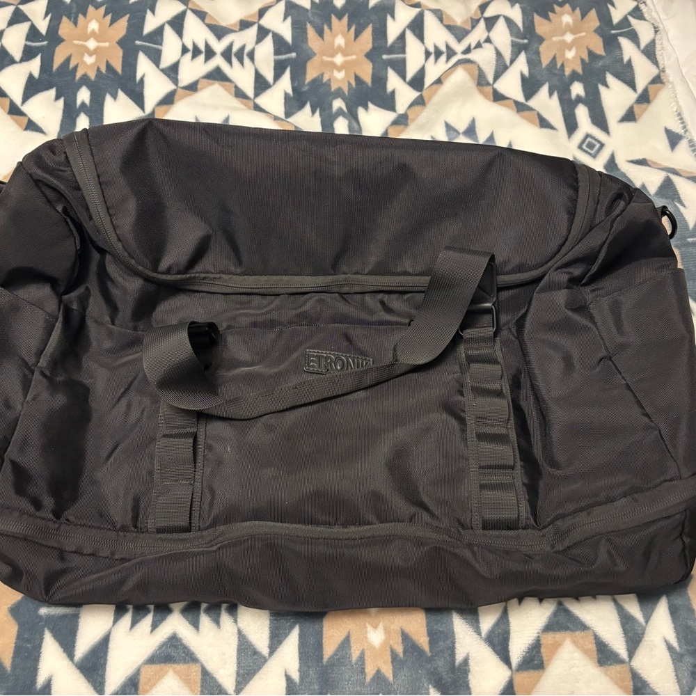 Black weekender bag